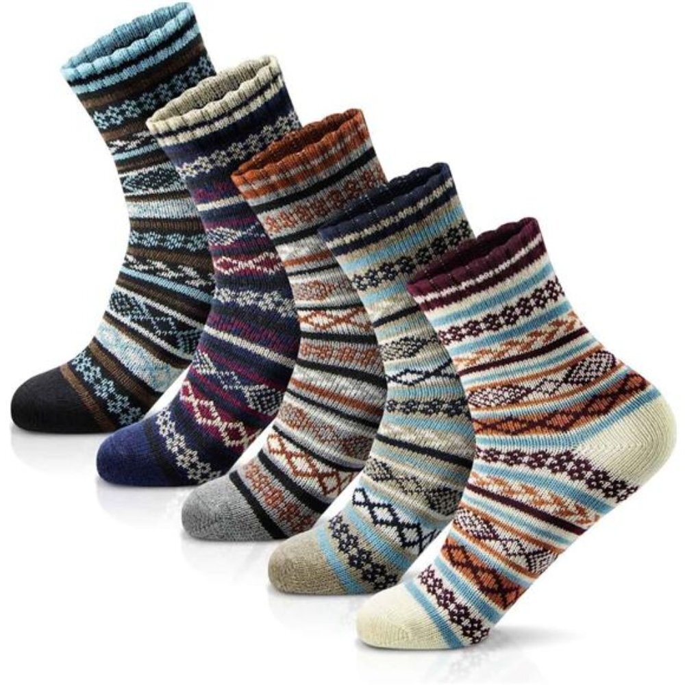 5 Womens Socks Winter - Thick Wool Soft Warm Fuzzy Cozy Socks for Women